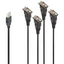 Lindy kabelis pārveidotājs USB uz 4 x RS232, 0.9m, melns, 4 x 9 Way D Male RS232 savienotāji, Plug & Play, 2 gadu garantija