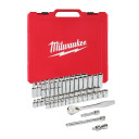 UZGRIEŽŅU ATSLĒGAS AR SPRŪDRATU UN UZGAĻU KOMPLEKTI, 3/8 DRIVE 56 PC RATCHET + SOCKET SET SAE + METRIC, 4932464946 MILWAUKEE