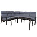 Sodo baldų komplektas CASTEN stalas ir kampinė sofa, tamsiai pilka 21196 HOME4YOU