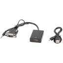 Lanberg Adapteris AD-0021-BK, 0.2 m, HDMI, VGA, 3.5 mm, 1920 x 1080, melna krās.