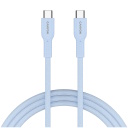 Кабель с подключением USB C к USB C быстрой зарядкой 60 Вт и цветной плетёной оплёткой OnWire 60CL C-C 60W COLOR Braided 1 m Голубой CND-CCAP60AB10LBL CANYON
