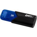 Emtec USB zibatmiņa B110 ECMMD32GB113, 32GB, USB 3.2, 20Mbps, 10Mbps, melna/zila, 100% pārstrādāta plastmasa