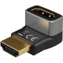 Goobay HDMI adapteris 90&deg; vertikāls 72009, 8K 60Hz, zelta pārklājums, melns/sudrabs, 48 Gbps, 4K120Hz atbalsts