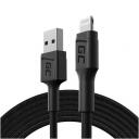 Green Cell KABGC18 lightning kabelis 2 m Melns, 2m, Lightning, USB A, 1 gab.