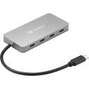 Sandberg USB-C на 4 x USB-C хаб 136-41, 4 x USB 3.2 Gen 1, 10000 Mbit/s, алюминий, серый