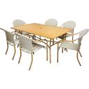 Besk Aiam&ouml;&ouml;bli komplekt 9126080, 1 laud, 6 tooli, valge, pruun, rattan, metall