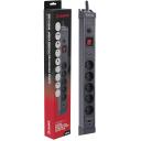 Hawk Удлинитель HWPS501GY, 1,5m, 5, 2xUSB, 20W, 545J, 16A, E/F, выключатель, заземление