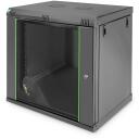 Digitus Sienas montāžas skapītis DN-19 12-U-EC-SW, 12U, 60cm, 45cm, 63.8cm, melns, priek&scaron;ējais atslēgas slēdzis