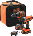 18V HD + smūginis suktuvas + 2x1,5 Ah + S.SB BCK21S2S-QW BLACK DECKER