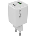 Compact wall charger with GaN technology 45 W total power 1×PD and 1×QC fast charging port CU45AC EU White CNS-CUW45AC CANYON