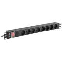 Lanberg toitejaotusseade PDU 19" 1U PDU-08F-0200-BK, 16A, 2m, 8X Schuko, 4000W, must