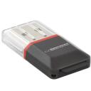 Esperanza atmiņas kar&scaron;u lasītājs EA134K, USB 2.0, 1 slots, microSD/microSDHC, 480 MB/s