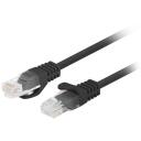 Lanberg patch kabelis CAT.5E UTP Fluke Passed PCU5-10CC-0025-BK, 0,25 m, melns, RJ-45, U/UTP, 100 MHz, 26 AWG, HDPE izolācija