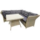 Besk aiabaldikomplekt 9126073, 90x90cm, 133x75cm, 4-6 istekohta, metallraam, klaaspind, punutud rattan