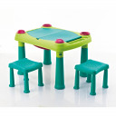 Bērnu rotaļu galdiņš Creative Play Table ar 2 krēsliņiem zaļš/tirkīza