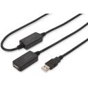Digitus USB 2.0 kordinaatorikaabel DA-73102, 20m, 0,48Gbit/s, aktiivne kaabel, must