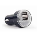 Gembird Auto laadija EG-U2C2A-CAR-02, 2xUSB, 12-24V, 2.1A, must