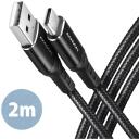 Axagon кабель USB-C к USB-A 2м, 1 USB-C, 1 USB 2.0, черный, 3A