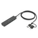 Digitus USB centrmezgls 4-portu DA-70236, 4 x USB A 3.0, 5 Gbps, strāvas adapteris, 1,2 m kabelis