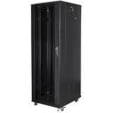 Lanberg Vaba seisev rack 19" 37U FF01-6837-12B, 600mm, 800mm, 800kg, 4 ventilaatorit, Karastatud klaas, Teras
