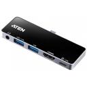 Aten USB-C reisi dokk UH3238-AT, 1xUSB 3.2 Gen 1 Type-A 7.5W, 1xUSB 3.2 Gen 1 Type-A 4.5W, 1xUSB 3.2 Gen 1 Type-C 12.5W