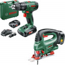 Akum. urbjma&scaron;īna PSB 1800 LI 2 +figūrzāģis PST 18 Li, 2x1.5Ah 06039A330L + 0603011002 BOSCH