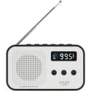 Adler Digitaalne raadio PLL AM/FM AD 1907, 40 eelnevalt seadistatud jaama, Laetav 600 mAh, LCD ekraan, Valge/Must