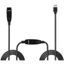 Lindy 43322 USB 3.0 aktyvus prailginimo kabelis 15m, Juodas, 2 jungtys, USB į USB