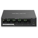 Mercusys 5 prievadų Gigabit stalinis komutatorius MS105GP, 4 prievadai PoE+, 10 Gbit/s, 220 V, 75.15 W, CE, RoHS, juodas