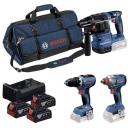 Bosch T&ouml;&ouml;riistade komplekt 0615A50093, 3 t&ouml;&ouml;riista, 3x5,0Ah, aku, laadija, 1 puuremasin