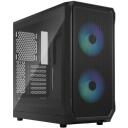 Fractal Design Arvutikorpus Focus 2 RGB FD-C-FOC2A-03, 2xUSB 3.0, 6x2.5'', 2x3.5'', must, klaass k&uuml;lgpaneel, RGB valgustus