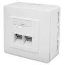 Digitus sienas ligzda DN-9006-N, 80mm, 80mm, 2xRJ45, 250MHz, 1GbE, ekranēta, balta RAL 9010