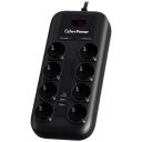 Cyberpower P0820SUF0-DE pārsprieguma aizsargs, 1.8m, 8 kontaktligzdas, 1050J, 22500A, USB 5V 2.4A, pārslodzes aizsardzība