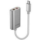 Lindy adapteris 42711, USB-C 1, 3.5mm stereo jungtis 2, Sidabrinė, 0.025 kg