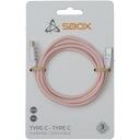 Sbox USB kabelis TYPEC-1-P, 1m, 480 Mbps, pīts kabelis, rozā