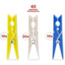 Beper riideklambrid C206UTI004, 40 tk, kollased, valged, sinised, rauast vedrud, k&otilde;rge kvaliteet