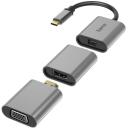 Hama 6in1 adapteris Connect2Go 00200306, 6 porti, USB-C, Mini-DisplayPort, HDMI, VGA, pelēks