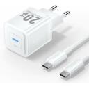 Vention lādētājs MODELIS TZ-FEPW0-EU-01, 20W, 100-240V, 1xUSB-C, ātrā uzlāde, pārkar&scaron;anas aizsardzība