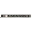 Gembird Toitejaotusseade EG-PDU-014-C14, 3680W, 250V, 3x1,5mm&sup2;, 8 pesa, 10A, 3m, l&uuml;litiga, must