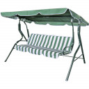 Šūpuļkrēsls 3-vietīgs svītrains zaļš/balts