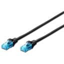 Digitus Patch kaabel U/UTP kat.5e DK-1512-030/BL, 3m, AWG 26/7, PVC, must, RJ45 (8/8) pistik