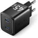 Vention įkroviklis FEFB0-EU 45W, 100-240V, 2 USB-C, greitas įkrovimas, universali suderinamumas, juodas
