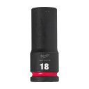 SHOCKWAVE&trade; IMPACT DUTY TRIECIENIZTURĪGAS UZGRIEŽŅU MUCIŅAS, 18 MM 1/2" IMPACT SOCKET DEEP - 1PC, 4932480336 MILWAUKEE