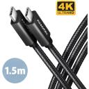 Axagon кабель USB-C к USB-C BUCM32-CM15AB 1.5м 100W, 2 USB-C разъема, черный, 20Gbps, 5A, 4K HD видео