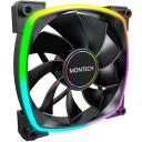 Montech Datora ventilators RX140PWMBLACK, 140mm, 540-1760RPM, 27.9dB, 90.5cfm, RGB apgaismojums, 4-pin PWM