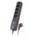 Lestar pārsprieguma aizsargs LV-530W 1966000415, 1,5 m, 230V, 10A, 5 kontaktligzdas, melns, slēdzis