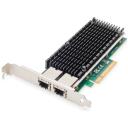 Digitus tīkla adapteris DN-10163, 10Gbps, 2x10 Gigabit Ethernet, Intel X540-BT2, PCIe x8, Ethernet 10GBase-T, sudraba