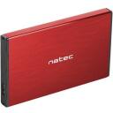 Natec HDD cietā diska korpuss NKZ-1279, 2.5", 6 Gbit/s, 4 TB, 1 diska atbalsts, 9.5 mm augstums, USB 3.0, sarkans