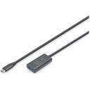 Digitus aktīvais USB 3.2 Gen1 5G pagarinātājs DA-73110, 5m, melns, divkār&scaron;i aizsargāts, līdz 5Gbps