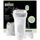 Braun Epilators SE7-041, balta, 40min, 4 uzgaļi, 40 pincetes, akumulators, sausā/mitrā epilācija, apgaismojums, ūdensizturīgs